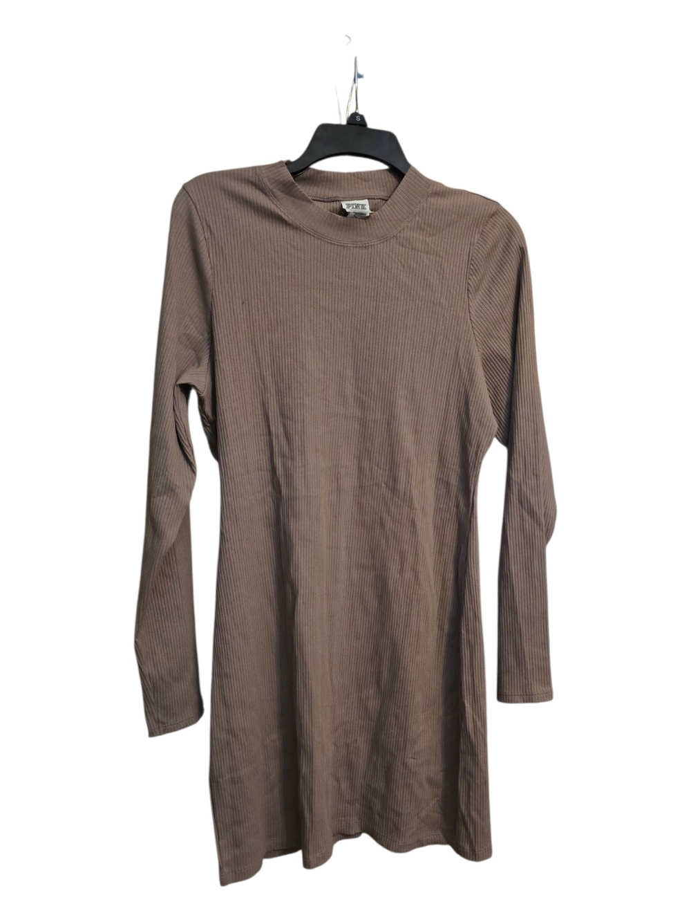 PINK Victoria's Secret Long Sleeve Ribbed Taupe Dress